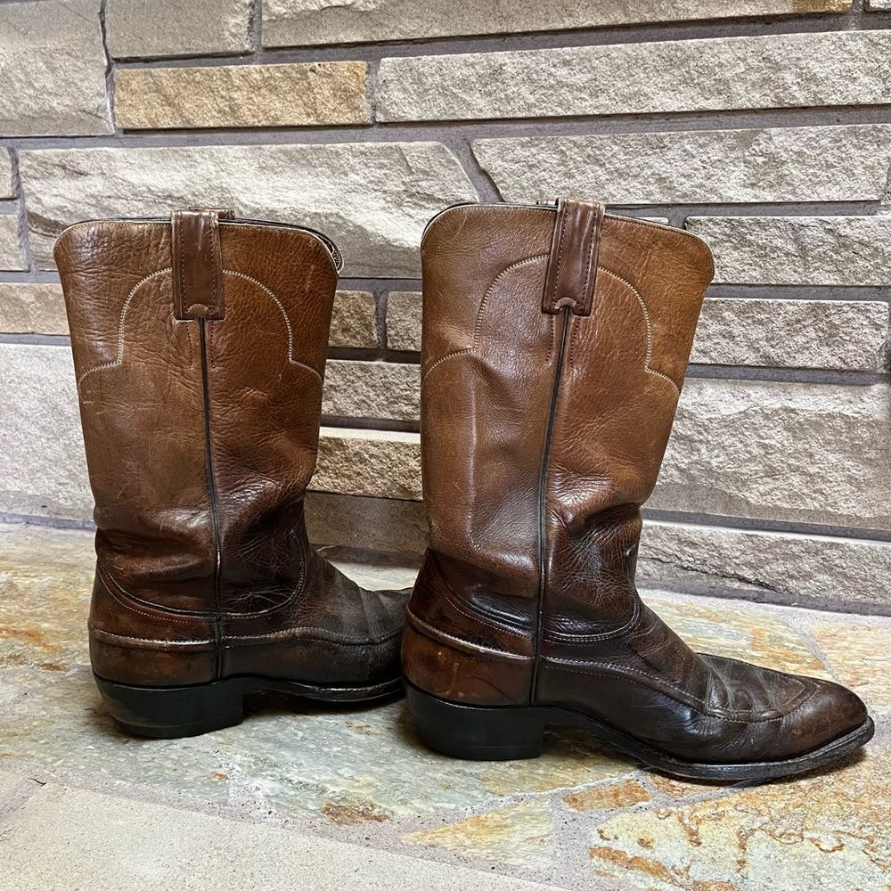 Vintage Justin Boots Brown Gradient Style 2603 size 8D western cowboy leather